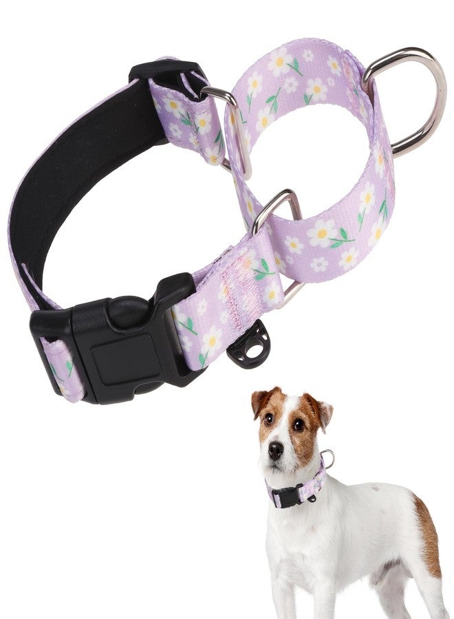 كولتيل طوق مارتينجال من كولتيل للكلاب، طوق نايلون مبطن ناعم شديد التحمل للكلاب الصغيرة والمتوسطة والكبيرة، طوق تدريب جرو عريض قابل للتعديل ومتين بدون شد، بتصميم منقوش، مناسب للذكور والإناث، بنفسجي متوسط - Image 1